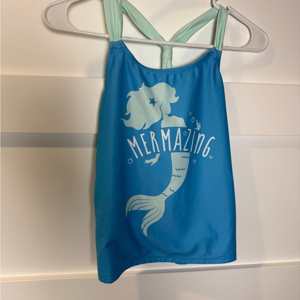 Blue 'Mermazing' Mermaid 2 piece Swimsuit Set size 14 - Picture 6 of 10
